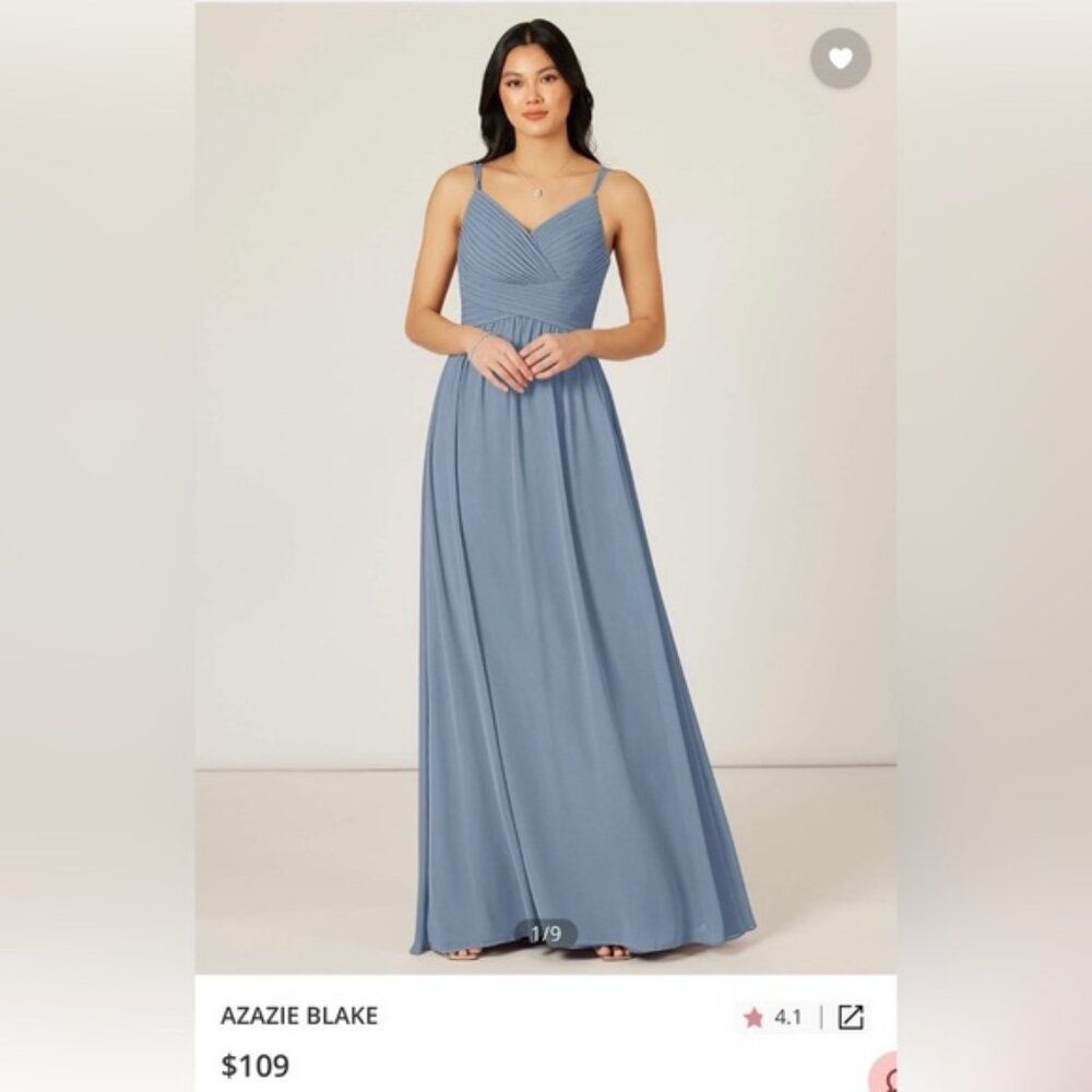 Azazie Blake Bridesmaid dress (size A6) in Dusty Blue